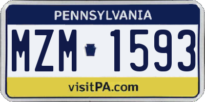PA license plate MZM1593