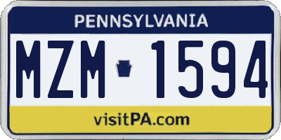 PA license plate MZM1594