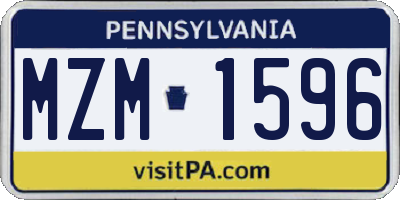 PA license plate MZM1596
