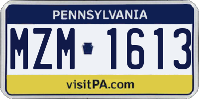 PA license plate MZM1613
