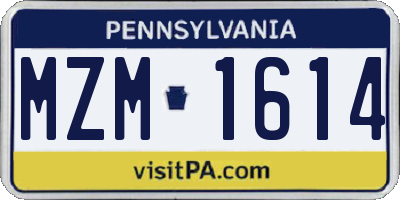 PA license plate MZM1614