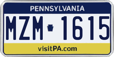 PA license plate MZM1615