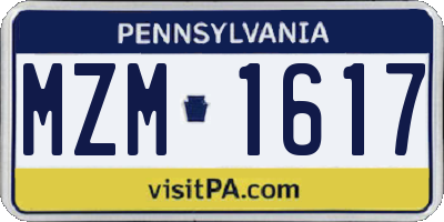PA license plate MZM1617