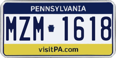 PA license plate MZM1618
