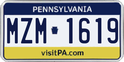 PA license plate MZM1619