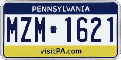 PA license plate MZM1621