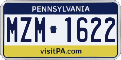 PA license plate MZM1622