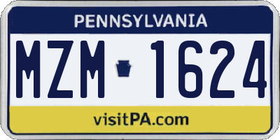 PA license plate MZM1624