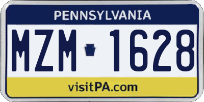 PA license plate MZM1628