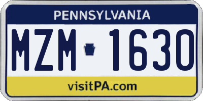 PA license plate MZM1630