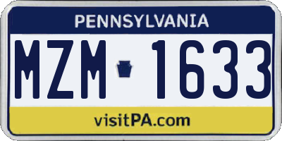 PA license plate MZM1633