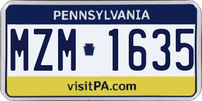 PA license plate MZM1635