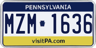 PA license plate MZM1636