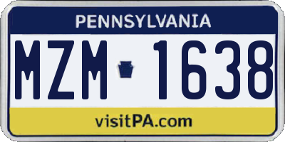 PA license plate MZM1638