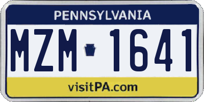 PA license plate MZM1641