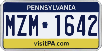 PA license plate MZM1642