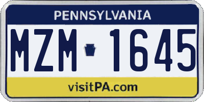 PA license plate MZM1645