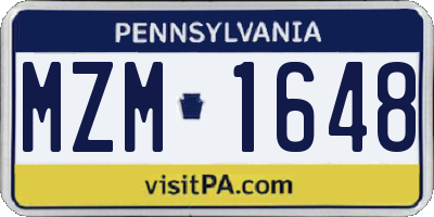 PA license plate MZM1648