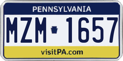 PA license plate MZM1657