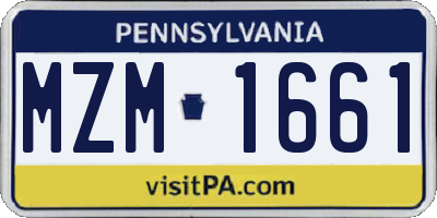 PA license plate MZM1661