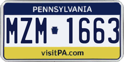 PA license plate MZM1663