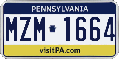 PA license plate MZM1664