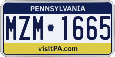 PA license plate MZM1665
