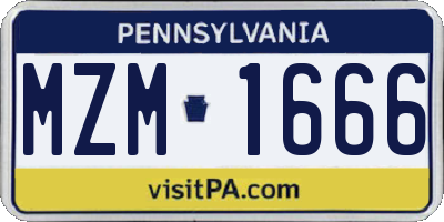 PA license plate MZM1666
