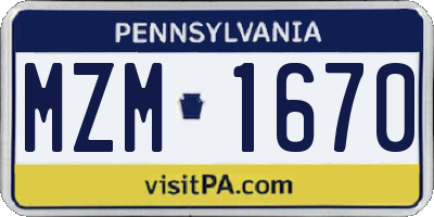 PA license plate MZM1670