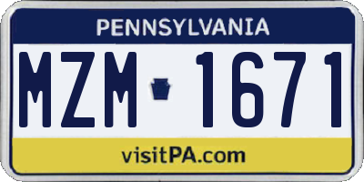 PA license plate MZM1671