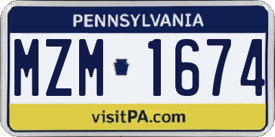 PA license plate MZM1674