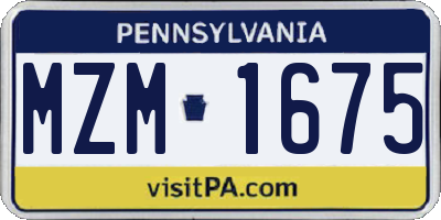 PA license plate MZM1675