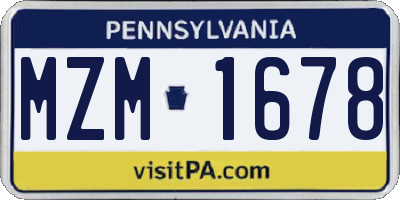 PA license plate MZM1678