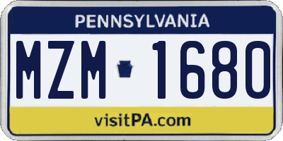 PA license plate MZM1680