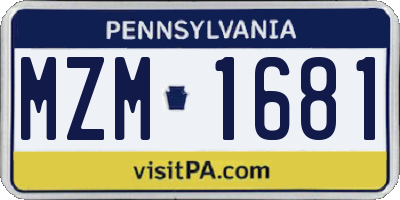PA license plate MZM1681