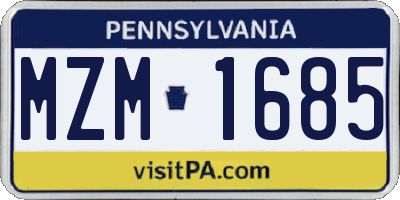 PA license plate MZM1685