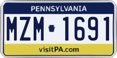 PA license plate MZM1691
