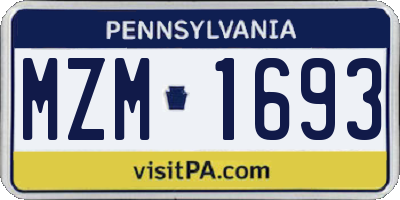 PA license plate MZM1693