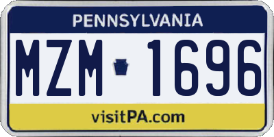 PA license plate MZM1696