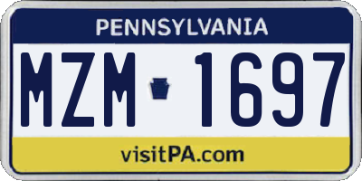 PA license plate MZM1697