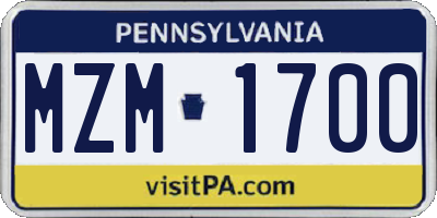 PA license plate MZM1700