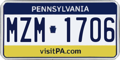PA license plate MZM1706