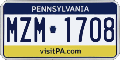 PA license plate MZM1708