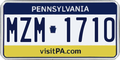 PA license plate MZM1710
