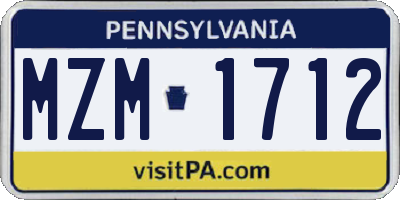 PA license plate MZM1712