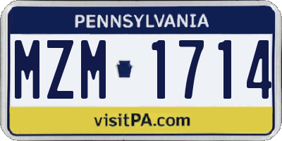 PA license plate MZM1714