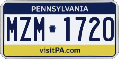 PA license plate MZM1720