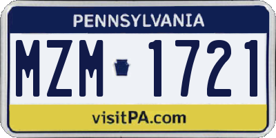PA license plate MZM1721