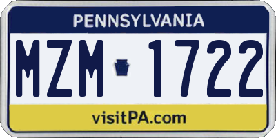 PA license plate MZM1722