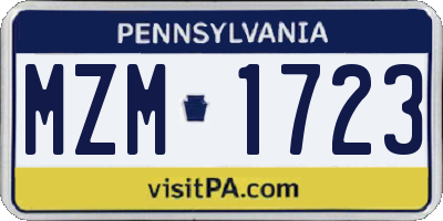PA license plate MZM1723